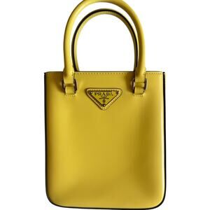 Prada NWT Butter Yellow Small Women's Bag | Convertible Tote Brushed Leather